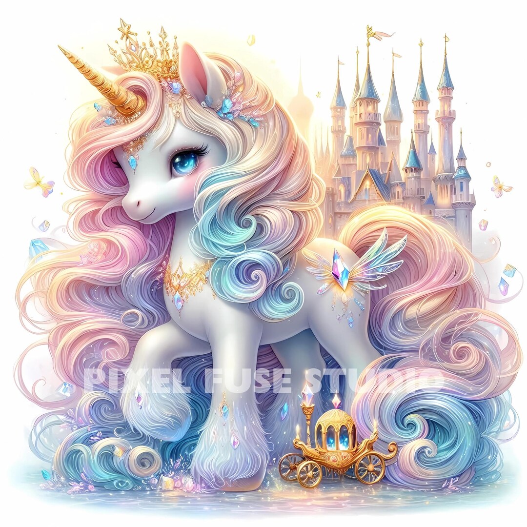 Magical Unicorn Clipart Fantasy Princess Pony Watercolor Pegasus Pastel ...