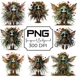 Cottagecore Mushroom Fairy Clipart, Forest Elf PNG Bundle, Whimsical Woodland Sprites, 300 DPI, Commercial Use, Fantasy Nature Art Prints