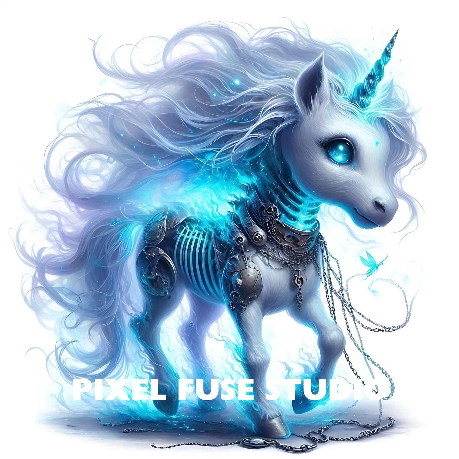 Ghostly Blue Unicorn Clipart Set for Scrapbooking Stickers Fantasy Wall ...