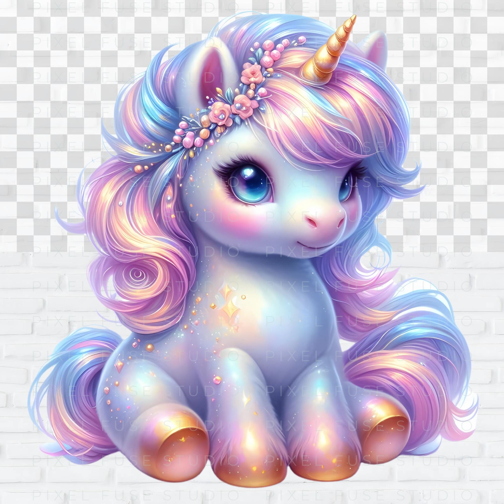 Cute Pastel Unicorn Clipart Kawaii Fantasy Pony Digital Download ...