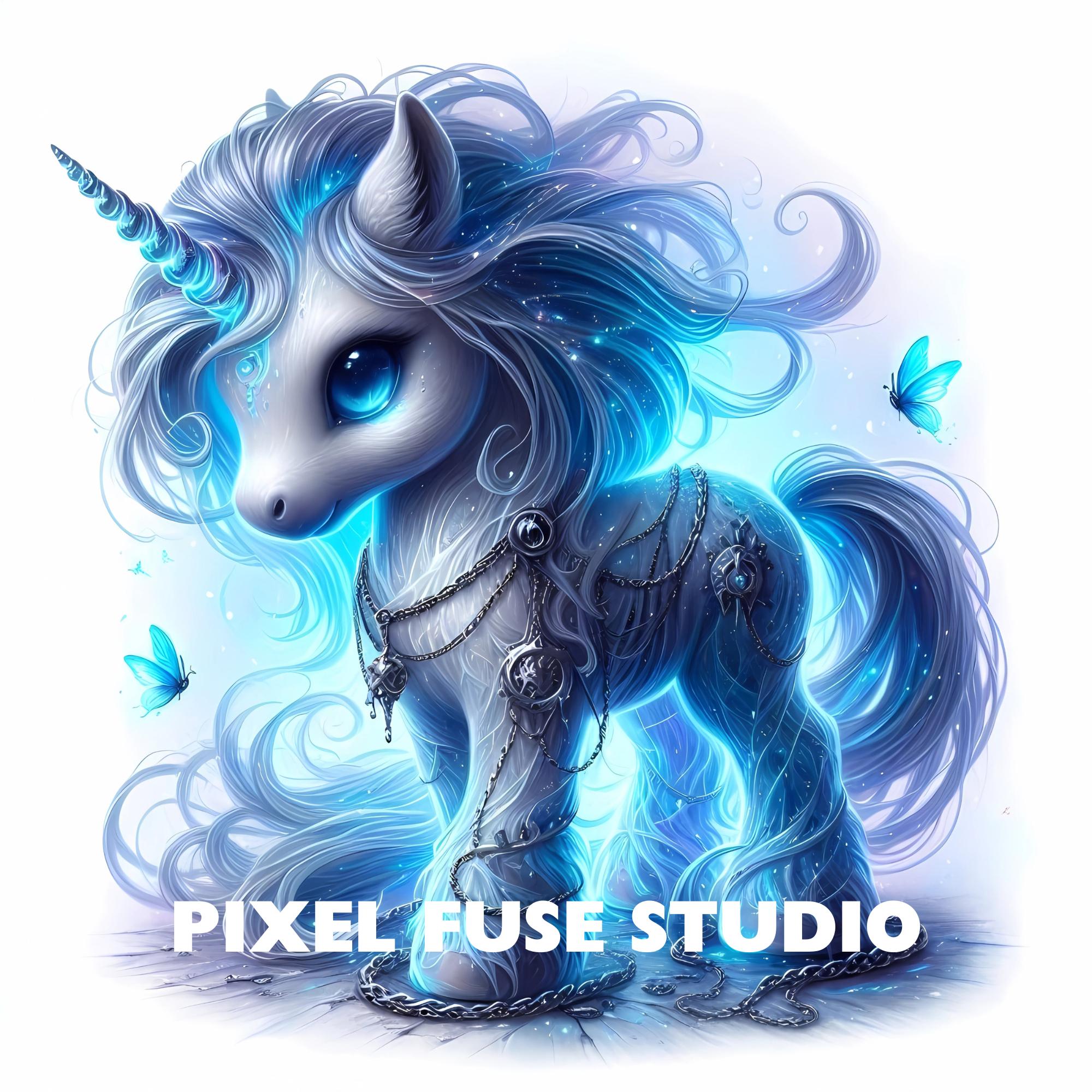Ghostly Blue Unicorn Clipart Set for Scrapbooking Stickers Fantasy Wall ...