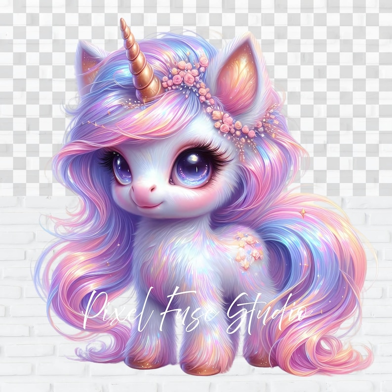 Cute Pastel Unicorn Clipart Kawaii Fantasy Pony Digital Download ...