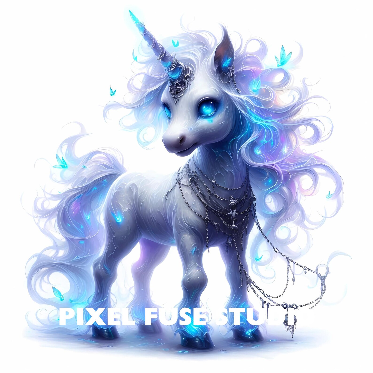 Ghostly Blue Unicorn Clipart Set for Scrapbooking Stickers Fantasy Wall ...