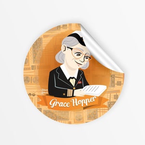 Pegatina de científica Grace Hopper Pegatina de ciencia Mujeres en la ciencia Calcomanía para computadora portátil Regalo de programador de computadoras Pegatina de mujeres en Stem Ciencias de la computación