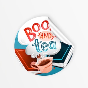 Adesivo books and tea, per chi ama i libri