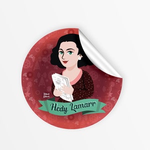 Sticker scientifique célèbre inventeur HEDY LAMARR Inventeur Sticker vinyle Sticker scientifique Sticker scientifique