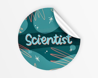 Adesivo de vinil de cientista - Presente científico
