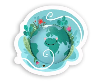 Earth Day Sticker: Planet Earth, Science Gift, Sustainable Art