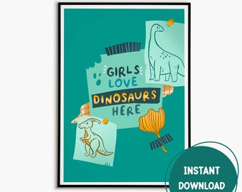 Science Classroom Decor Educational Classroom Poster Back To School Printable Dinosaur Poster STEM Girl Dinosaur Print Instant Download