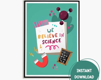 Science Classroom Poster Inspirational Wall Art STEM Lab Decor Middle School Science Teacher Gift Scientist Poster Educational Wall Art