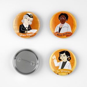 Wissenschaft Lehrer Wertschätzung Geschenk Pin Button Tu Youyou Grace Hopper Mary Jackson Frauen in der Wissenschaft Geschenk STEM Lehrer Geschenk Frauen in Tech