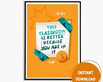 Classroom Poster Printable Positive Poster Motivational Print Yellow Classroom Wal Art Teacher Resource Printable Poster Educational Art