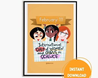 Printable Art Classroom Wall Art Decor Women in Science Girl in Science International Day Printable Poster Grl in STEM Print Educational Art