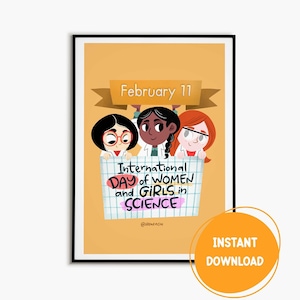 Printable Art Classroom Wall Art Decor Women in Science Girl in Science International Day Printable Poster Grl in STEM Print Educational Art
