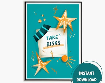 Classroom Poster Take Risk Printable Wall Art Motivational Quote Classroom Decor Learning Decor STEM Lab Educational Art Science Poster