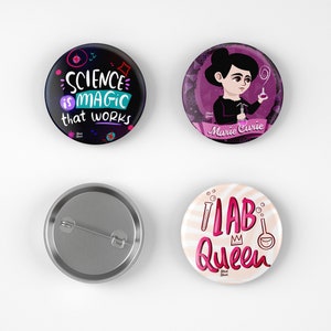 Science Gift Bundle Set Pin buttons Science Teacher Gift Women in science Science lover gift