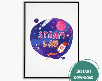 STEM Lab Space Decor Science Classroom Poster Educational Printable Wall Art Classroom Decor Science Print STEM Graphic Classroom Artwork