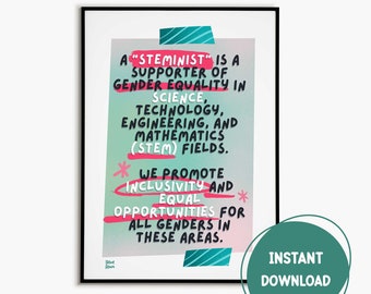 Steminist Science Poster Educational Decor STEM Classroom Wall Art Science Material for Teacher Gender Equality Poster Art Special Teacher