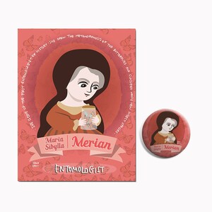 Women in Science MARIA SIBYLLA MERIAN Cadeau pour scientifique Pin's et carte postale Science Button