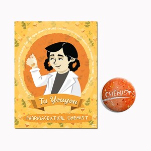 Cadeau pour collègue Cadeau pour chimiste Cadeau pour chimiste Cadeau pour étudiante Épinglette et carte postale Cadeau pour femme en STIM