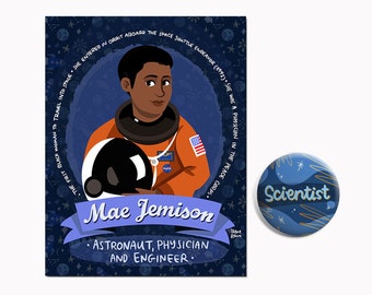 Science Buttons Pin & Postcard SCIENTIST PIN Science gift