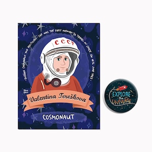 EXPLOREZ L'UNIVERS Broche navette et carte postale Course à l'espace
