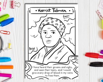 Black History Month, Digital Downloa, HARRIET TUBMAN, Coloring page, Black History, Women in History, Black Women, Printable Colouring Pages