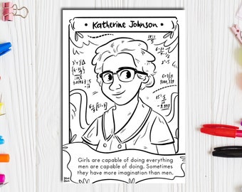 Katherine Johnson Coloring Page - Etsy UK