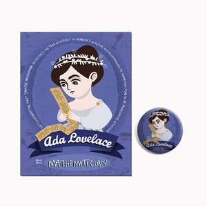 Pin i pocztówka Ady Lovelace Kobiety w nauce Dzieła sztuki Prezent z informatyki Kobiety STEM Matematyczki Wspieranie sztuki Pionierka technologii