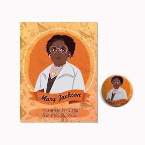 Idée cadeau inspirante Women in Engineering pour ingénieure, cadeau Mary Jackson pour l'obtention du diplôme Women in Science, épingle et carte postale pour professeur de STIM