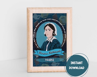 Florence Nightingale STEM Bulletin Board Women in Medicine Nurse Print Printable Postcard Science Art Women Empowerment Digital Download