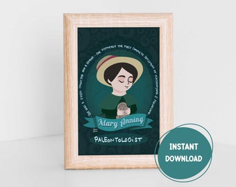 Printable Wall Art Mary Anning Paleontologist Science Postcard Women in STEM Print Women in Science Elementary Classroom Decor Fossil Art