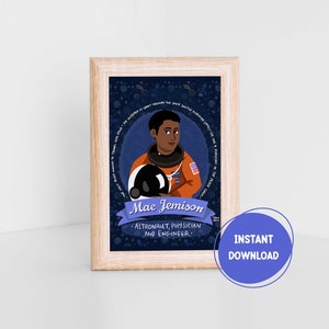 Mae Jemison, donne nella scienza, cartolina stampabile