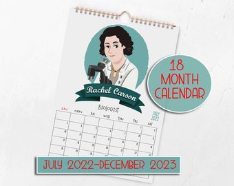Women in STEM Calendar - 18 month calendar 2023 | School Calendar Printable, Printable Calendar 2022 - 2023, Desk Calendar, Women in Science