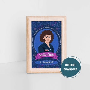 Sally Ride Mulheres na Ciência Cartão Postal Imprimível Decoração de Sala de Aula de Escola Primária Presente de Ciência Mulheres STEM Astronauta Impressão Arte de Parede de Ciência