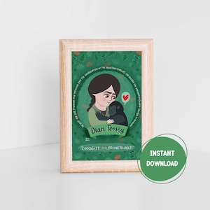 Dian Fossey, cartolina illustrata stampabile
