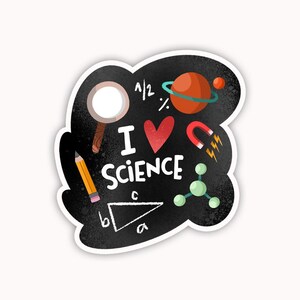 Sticker J'aime la science, cadeau pour scientifique, cadeau scientifique pour étudiant, amateur de sciences, autocollant stimulant pour passionné de tiges, fierté