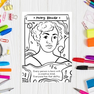 Black History Month Black Innovator in STEM Mary Kenner Famous Inventor Printable Kleurplaat Famous Black Scientist Vrouwen in STEM