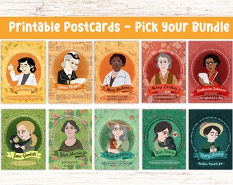 Famous Scientist Printable Postcards Science Art Stem Postcard Wall Art Feminist Print Women In Science Gift Women In History Stem Art