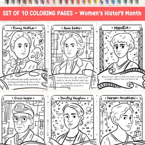 Women In Science Kit for Kid Women in Math Printable Coloring Page Female Scientist Coloring Sheet Science Pdf Printable Drawing STEM Women