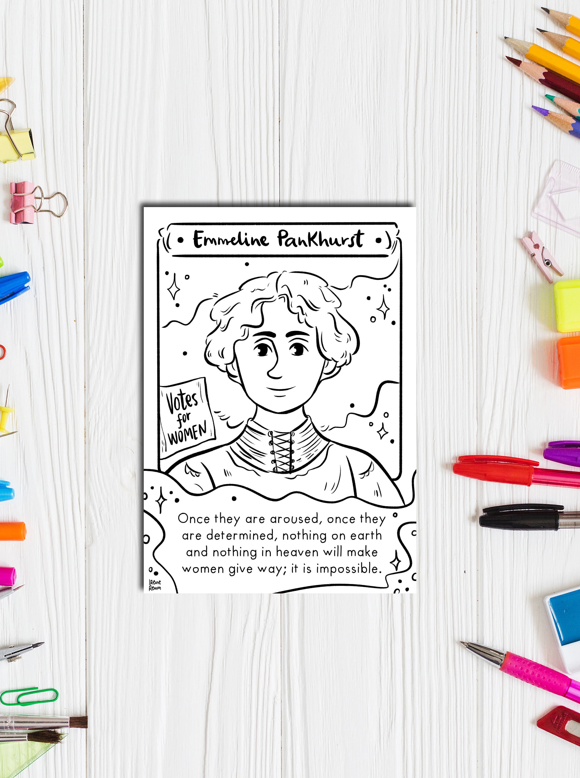 Emmeline Pankhurst Coloring Page | Etsy