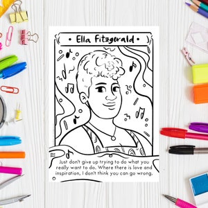 Ella Fitzgerald Coloring Page: Black History Month Printable (Digital Download)