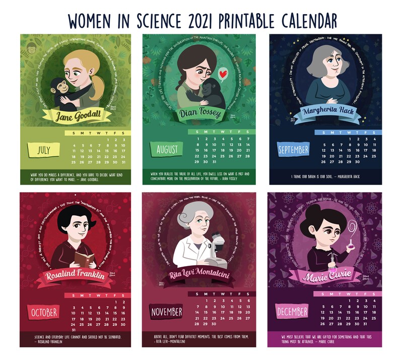 Monthly calendar of women in science 2021 Etsy