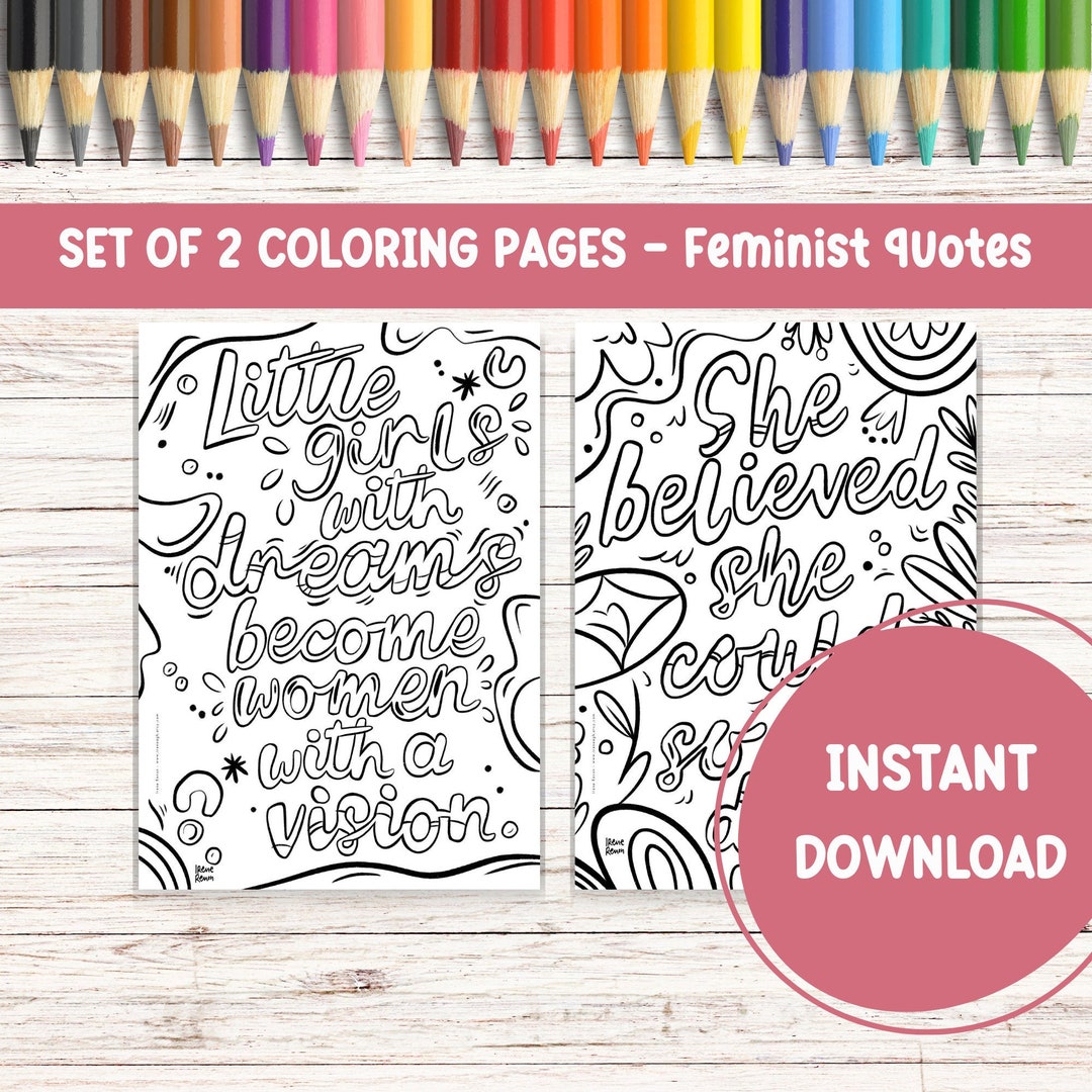 Coloring Page Feminist Printable Bundle Empowerment Coloring - Etsy