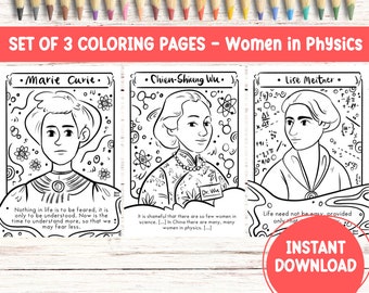 Women's History Month Activity Inspirational Women in Science Print Female Icon Printable Coloring Quote Empowering Educational Material