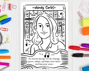 Wendy Carlos Coloring Page Printable Drawing Women in Music Electronic Music Composer Influential Women in History Coloring Women in Art