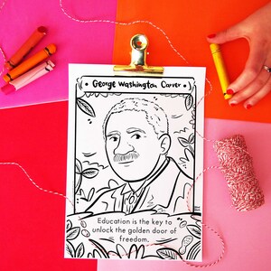 George Washington Carver Infleuntial Black Men History Printable Drawing Historical Figure