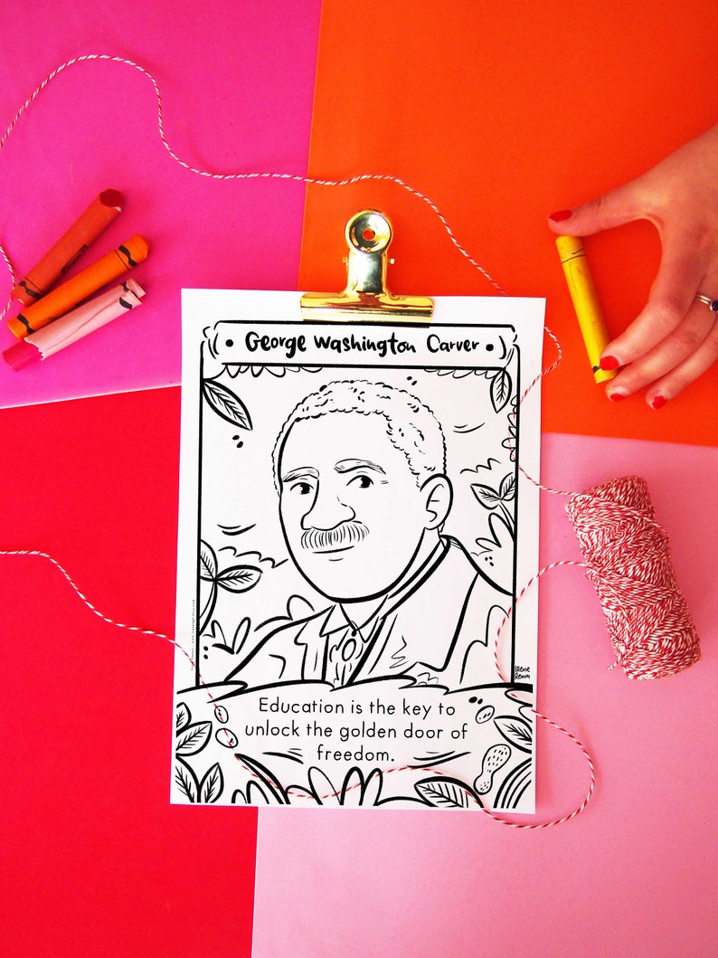 George Washington Carver Infleuntial Black Men History Printable Drawing Historical Figure