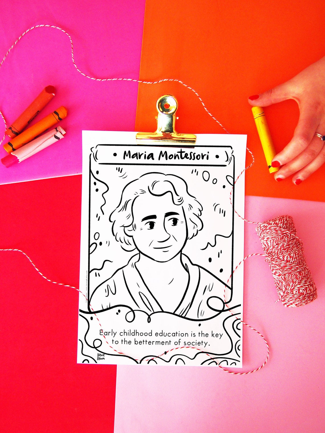 Maria Montessori Coloring Sheet