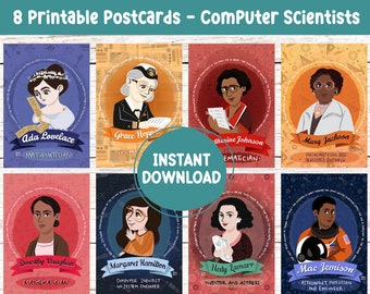 Wall Decor Computer Classroom Computer Science Classroom Famous Scientist Women in Computer Science Printable Postcard Science Art